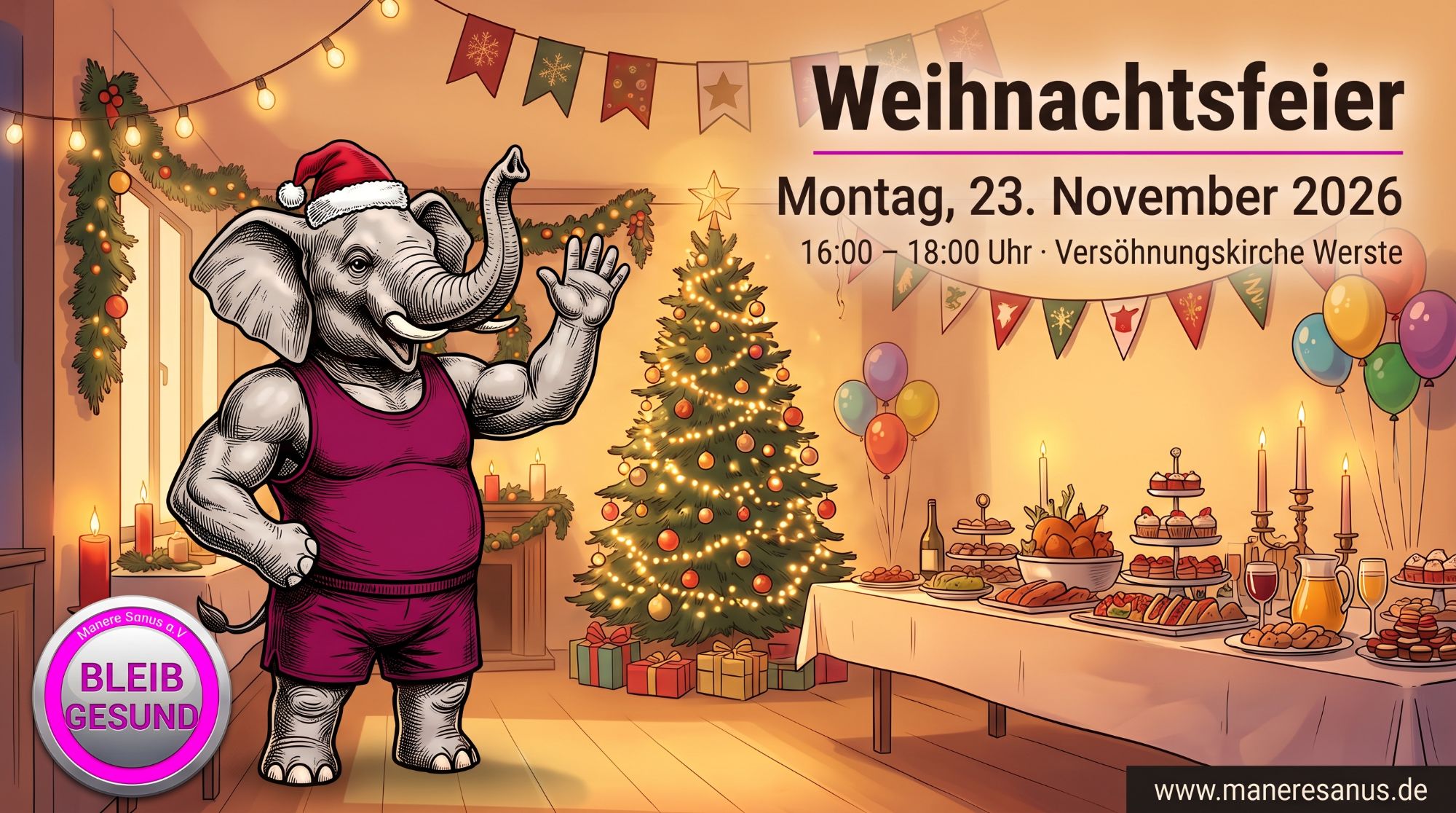 Weihnachtsfeier am 23. November: Jetzt in der App anmelden! – Manere Sanus Bad Oeynhausen