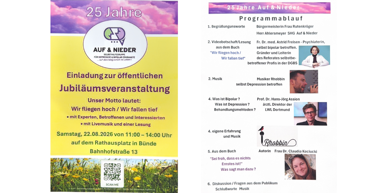 25 Jahre Auf & Nieder – Einladung zur Jubiläumsveranstaltung ? – Manere Sanus Bad Oeynhausen